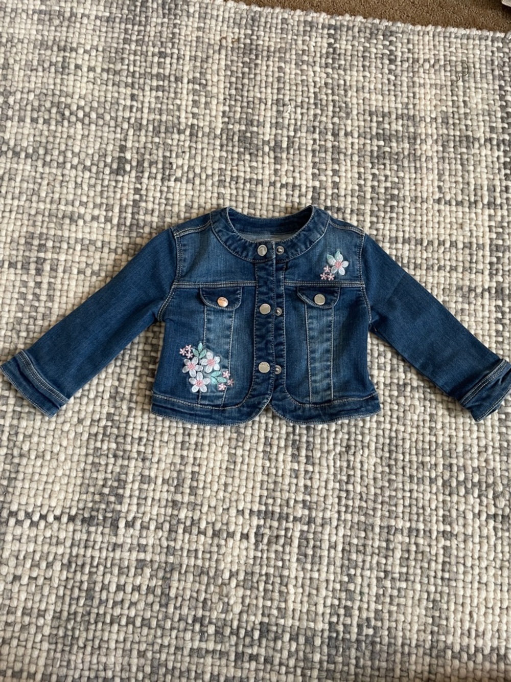 Mayoral floral embroidered Jean jacket, size 12 months, like new
